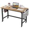 48 Inch Natural Wood Rolling Writing Desk with Sturdy Metal Frame and Casters for Small Spaces